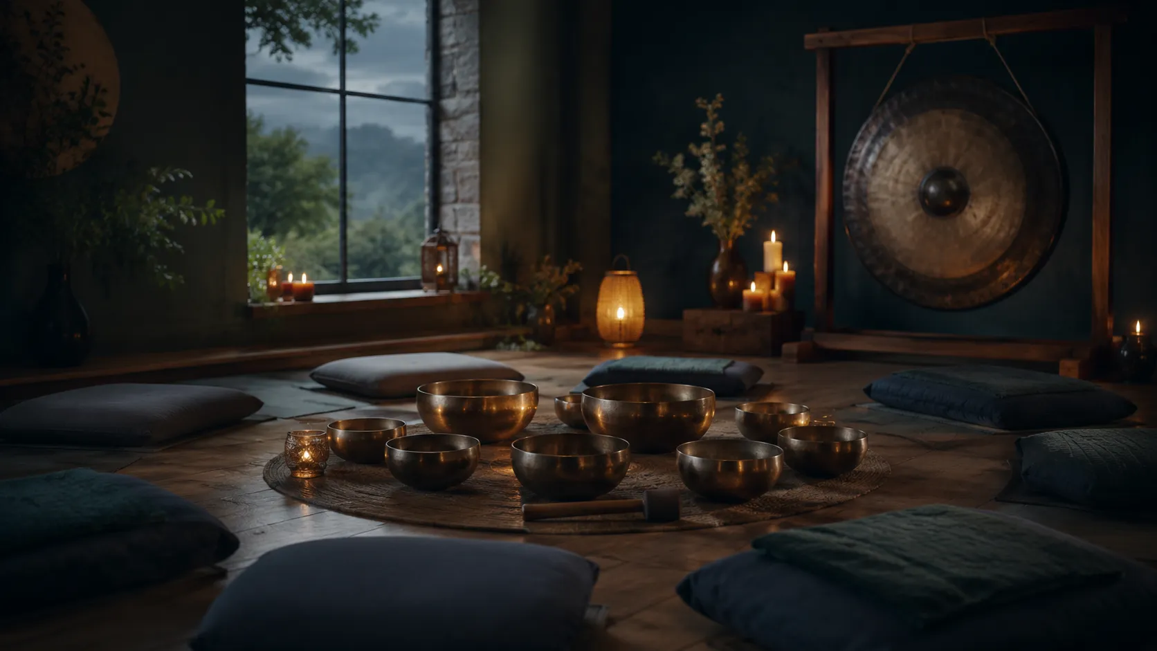 Sound bath bowls at Shambala Holistic Retreat Centre, Derrylin, Co. Fermanagh